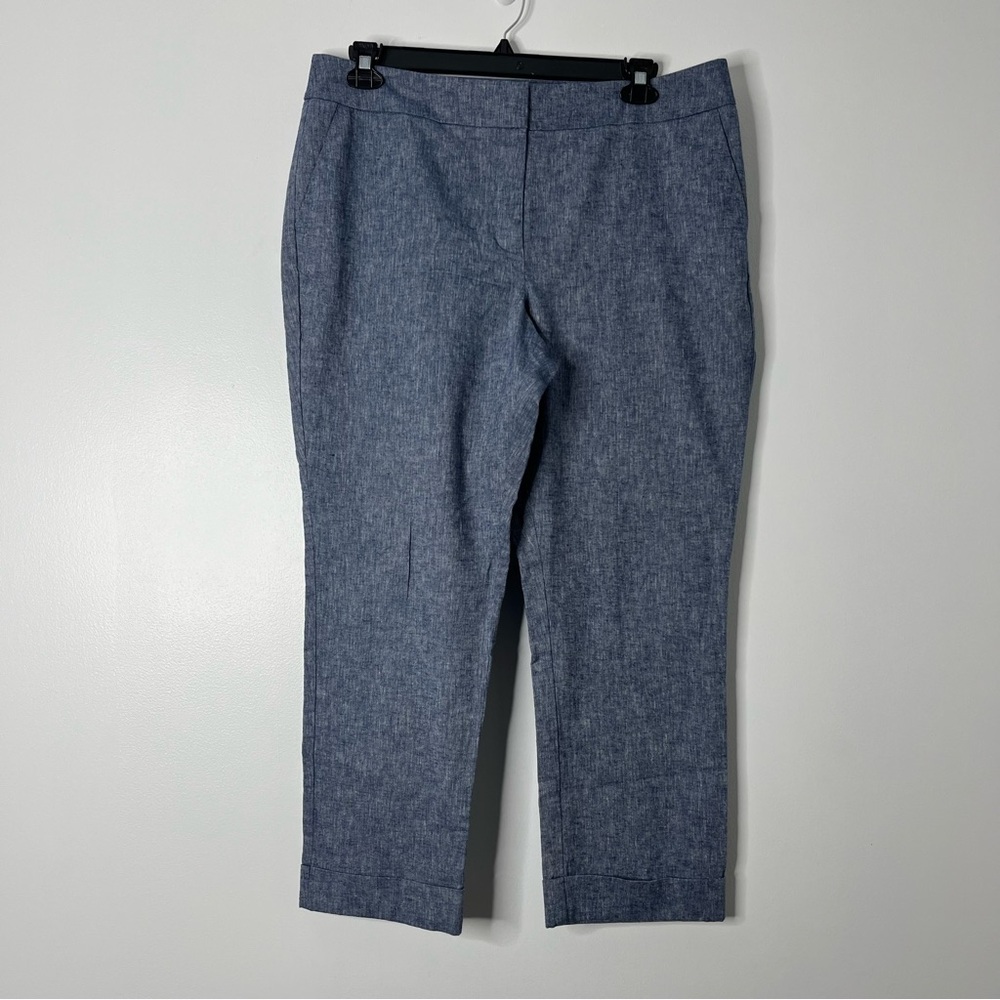 ANN TAYLOR Linen Cotton Blend Cuffed Hem Pants Sz 14